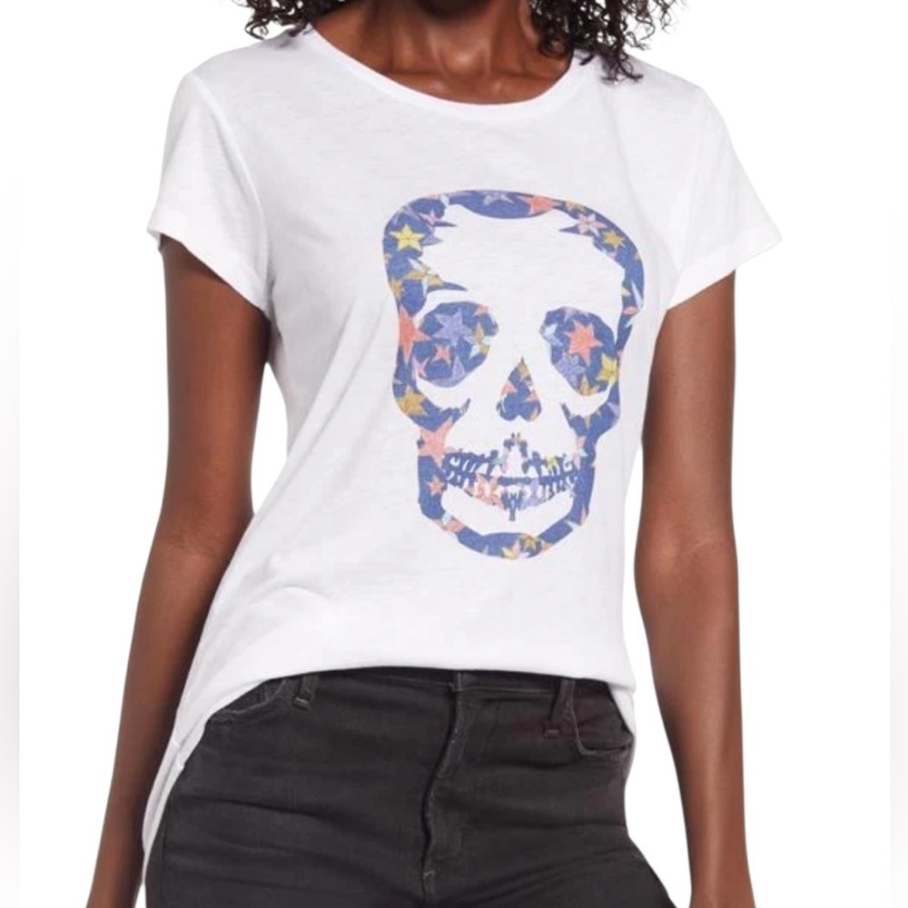 Zadig & Voltaire Star Skull Skinny Print T Shirt White Size XS
